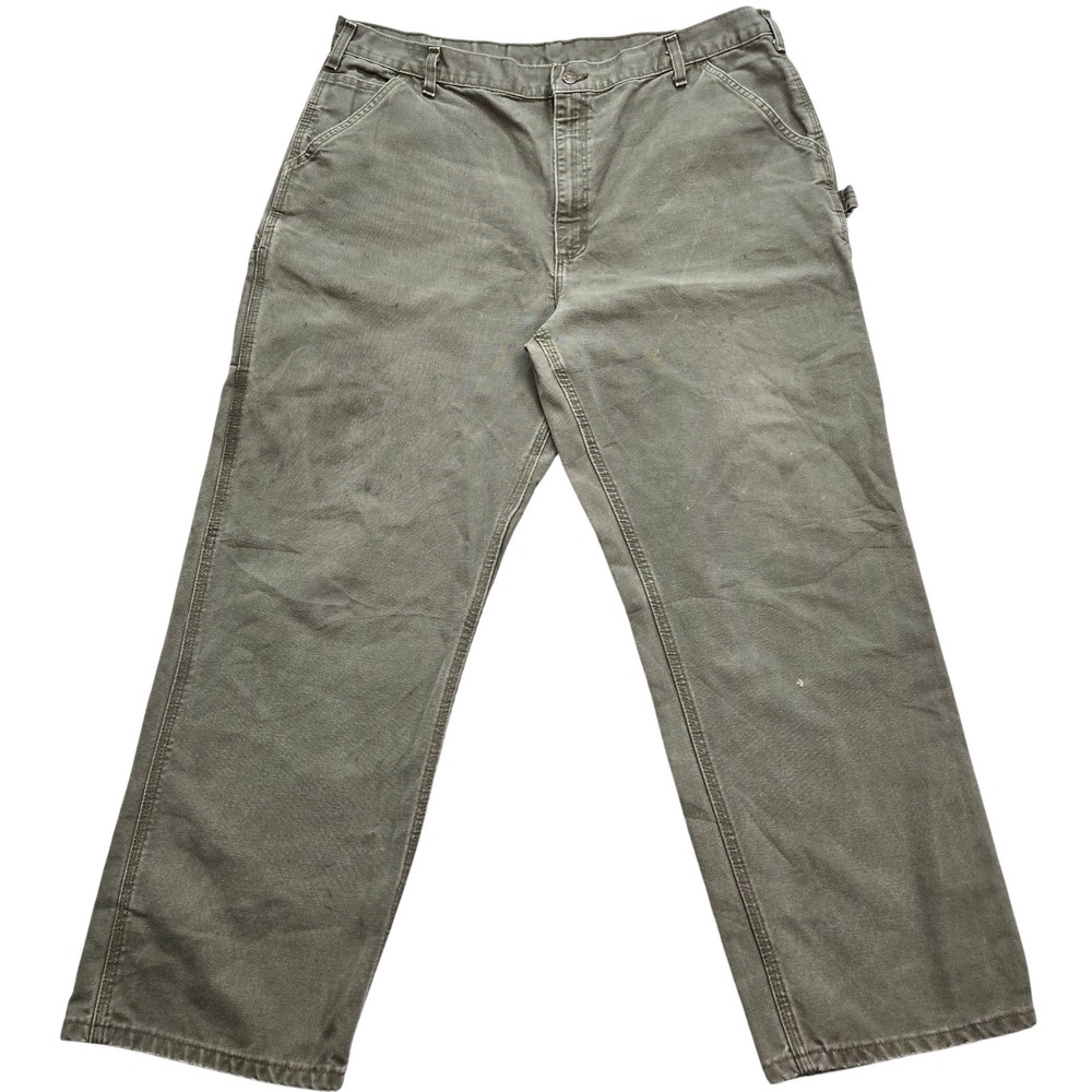 Carhartt Pants Mens 40x30 Green Carpenter Relaxed Canvas Cargo Workwear Pockets